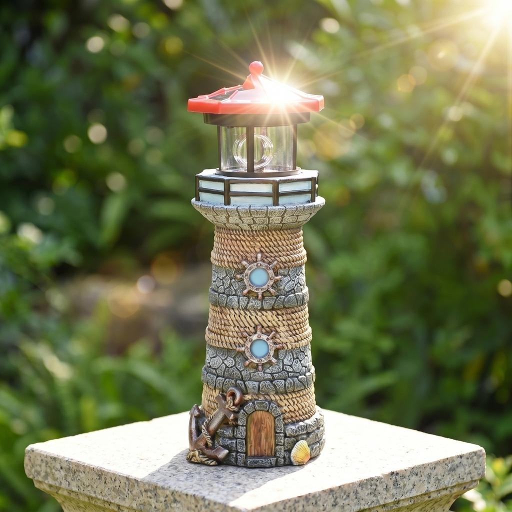 Solar Powered Outdoor Lighthouse Garden Light Waterproof Decorative Landscape Lamp for Patio Yard Pathway Lawn Lighting