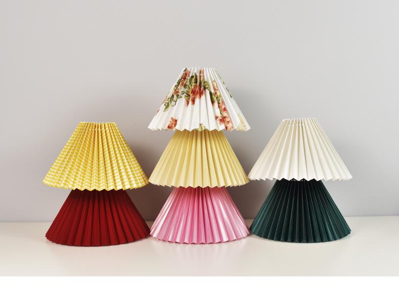Retro Pleated Nordic Desk Lamp - Umbrella-Shaped Night Light for Dorms & Bedrooms