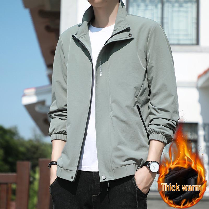 

Men s Spring/Autumn Stand-up Collar Plus Size Casual Jacket 4XL 160-180 lbs