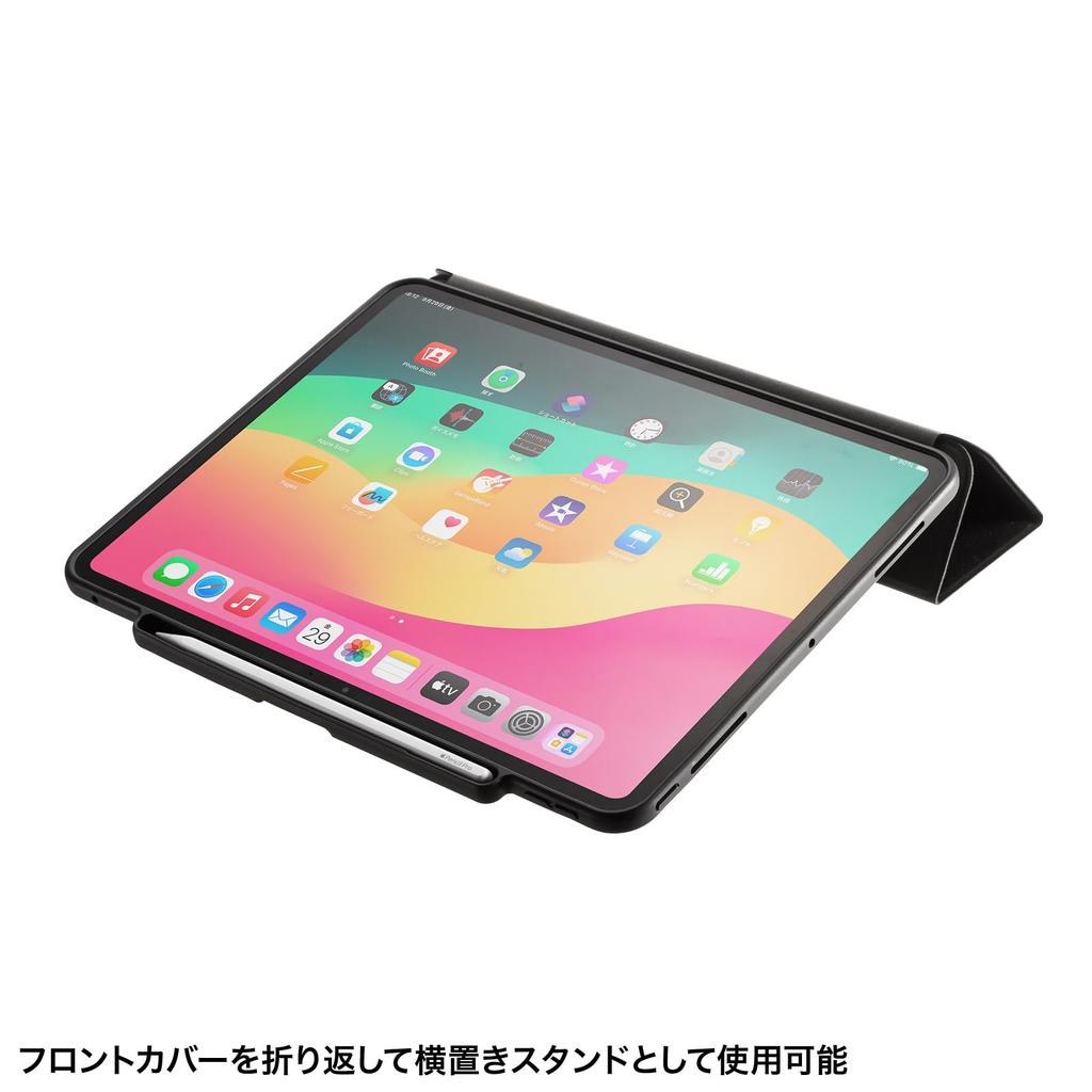 SANWA SUPPLY Hülle für iPad Pro mit Stifthaltertasche PDA-IPAD2014BK 13-Zoll (M4/2024)