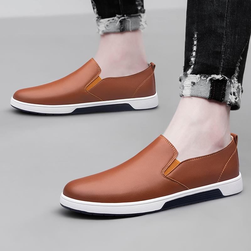 Mode Mann Original Leichte Vulkanisierschuhe Herren Echtleder Sneakers Einfache Herren Slipper Loafers Heißer Verkauf Mode Freizeitschuhe