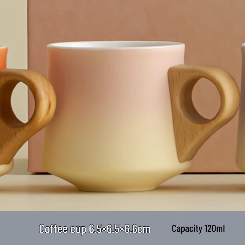 Premium Ceramic Tea Cup Set with Wooden Handles: Elegant Australian White Espresso Cups for Two