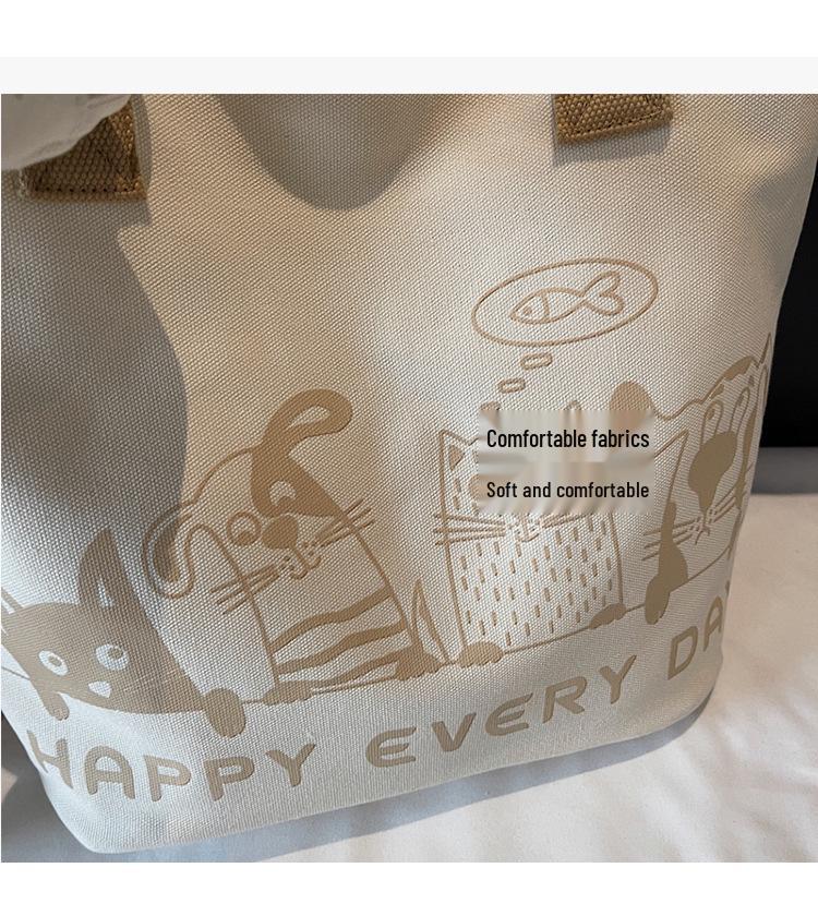Autumn Winter Lightweight Canvas Tote Bag - Versatile Large Capacity Shoulder Bag for Women and College Students