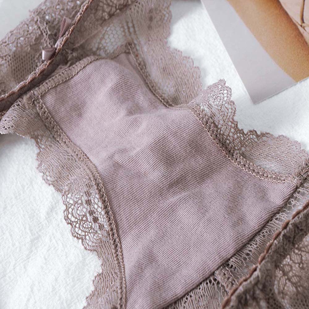 Sexy Female G-String Embroidered Intimates Mini Bow Underpants Thong for Women Lace Panties