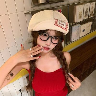Retro Japanese Style Beret Hat Women'S Spring Summer  Large Head Size Cloud Painter Cap Breathable Baseball Cap