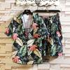 Erkek Set Kısa Kollu Hawaii Gömlek ve Şort Yaz Rahat Çiçek Gömlek Plaj Iki Parçalı Takım Elbise Moda Erkek Setleri
