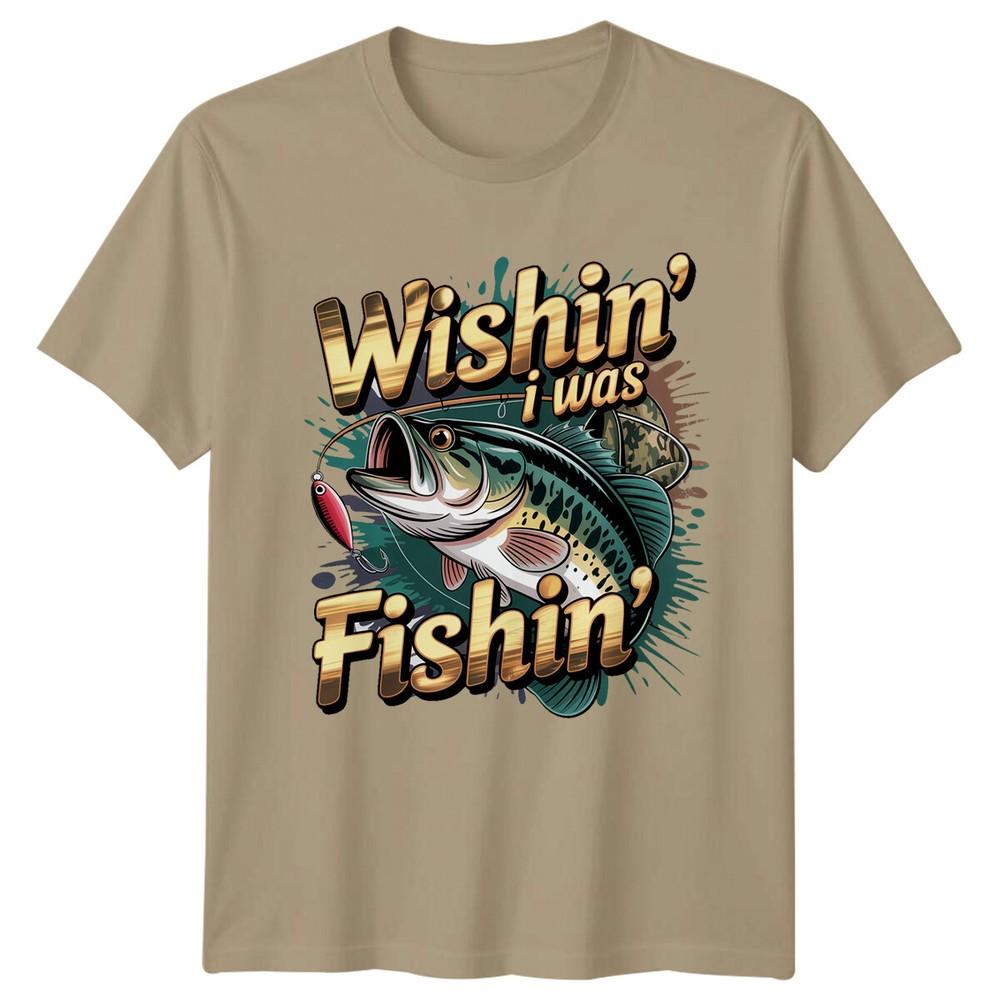 Wishin I Was Fishin Fishing Hobbies Unisexs TShirt Graphic Tee S