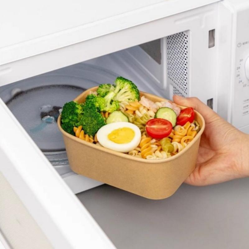10Pcs/Set Disposable Lunch Box Kraft Paper Square Lunch Box Fast Food Packing Boxes Paper Bowls With Lid Household Bento Boxes