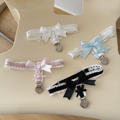 Sweet Ruffled Lolita Leg Rings Lace Floral Suspender Stockings Clip Bow Elastic Band Garter Belt Girls