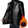 Men Jacket Standing Collar Zipper Closure Jacket Autumn Winter Casual Faux Leather Jacket Gift for Dad Boyfriend