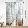2pcs Holiday Christmas Curtains – Gold Reindeer and Ornament Design   Light-Filtering for Living Room and Bedroom