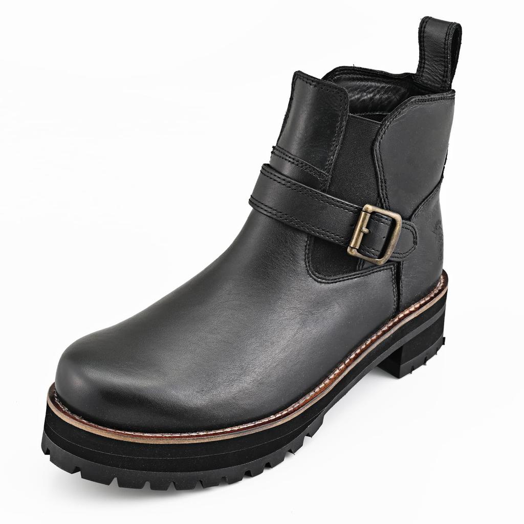 Daytona Motorcycle Riding Thick Genuine with Shift Pad and Cushion Side Size HBS-008+ Men's Boots, Sole, Leather, Built-in Pad, Gore, Black, 25.5cm