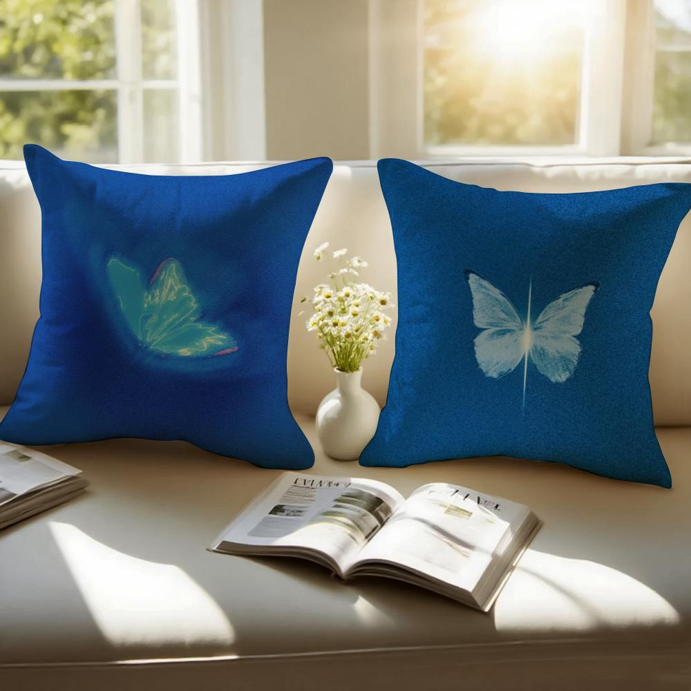 Vintage Butterfly Ins Anime Style Art Cushion Cover Pillowcase Antidustmite Invisible Zipper Short Plush Sofa Cushion