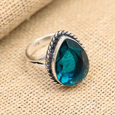 Indicolit-Edelstein, handgefertigter Ringschmuck aus 925er Sterlingsilber für Thanksgiving