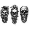 3 Stück Temporäre Tattoos Wasserdicht Langlebig Körperaufkleber Totenkopf mit Krähe Totenkopf mit Spinne und Portal Skelett mit Flügeln Für