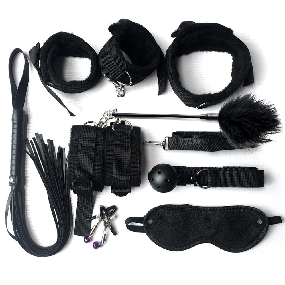 BDSM Restraint Sets, Female Sex Toys Handcuffs, Gags, Blindfolds, Whips, Restraint Straps, Nipple Clamps Adult Game Accessories,