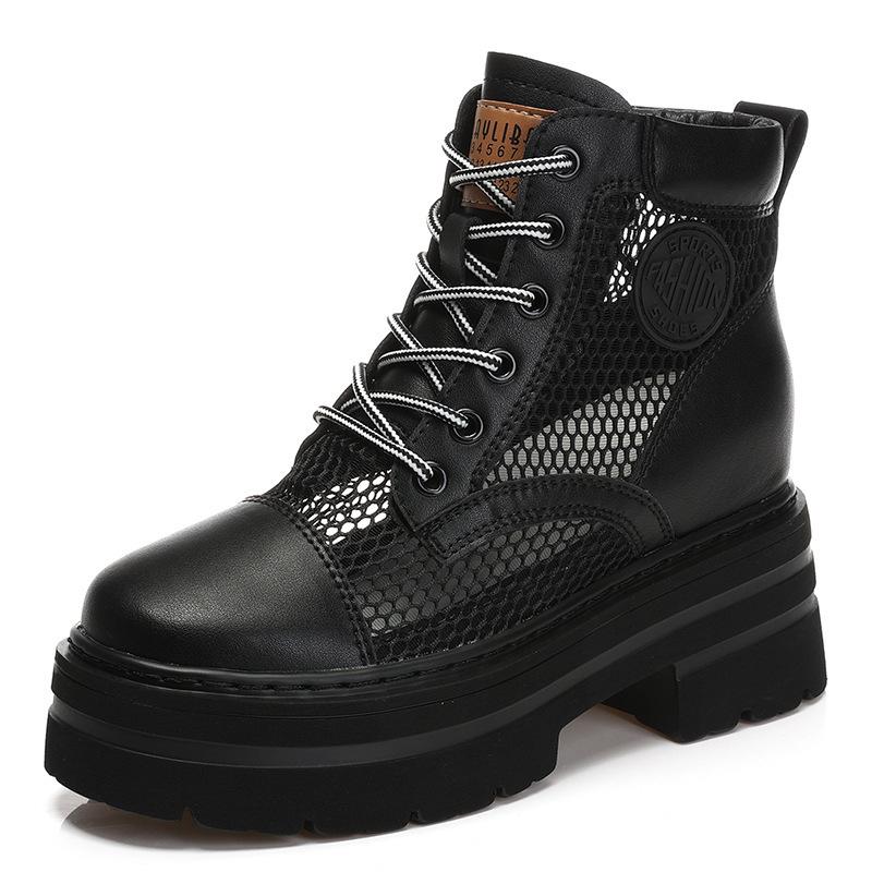 

New inner heightening Martin boots summer retro boots short boots big yellow boots small man 34 чёрный