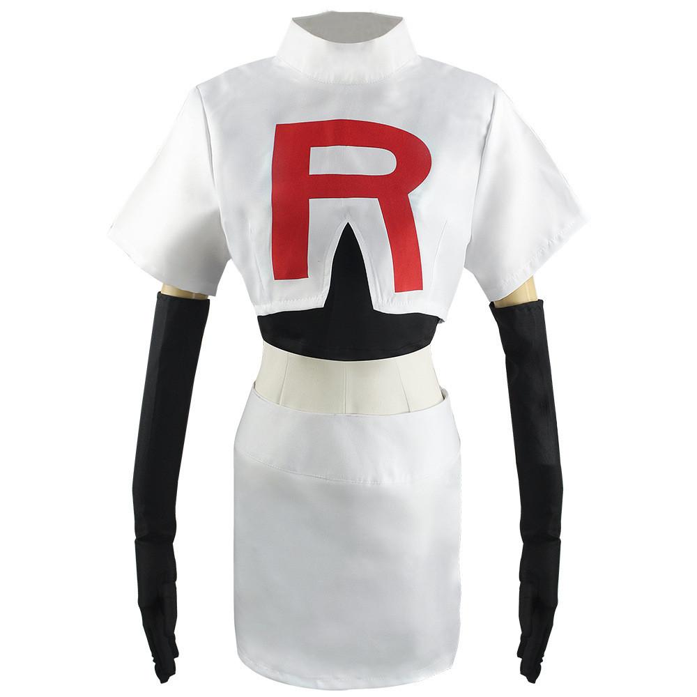 Pokemon Jessie James Cosplay Kostüm Mit Spandex-Mischgewebe Für Bühnenauftritte