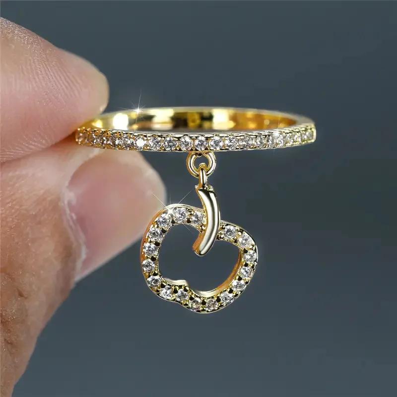 2026 New Fruit Pendant Ring Women s Micro Inlaid Zircon Single Ring Small Fresh Sweet Zircon Personalized Original Zircon 6