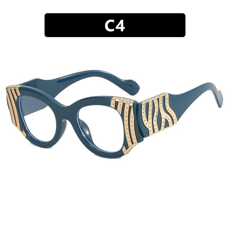 Personalized Heavy Metal Decorative Flat Mirror Anti-Blue Women'S Glasses Frame Catwalk Versatile Gorgeous Glasses Frame