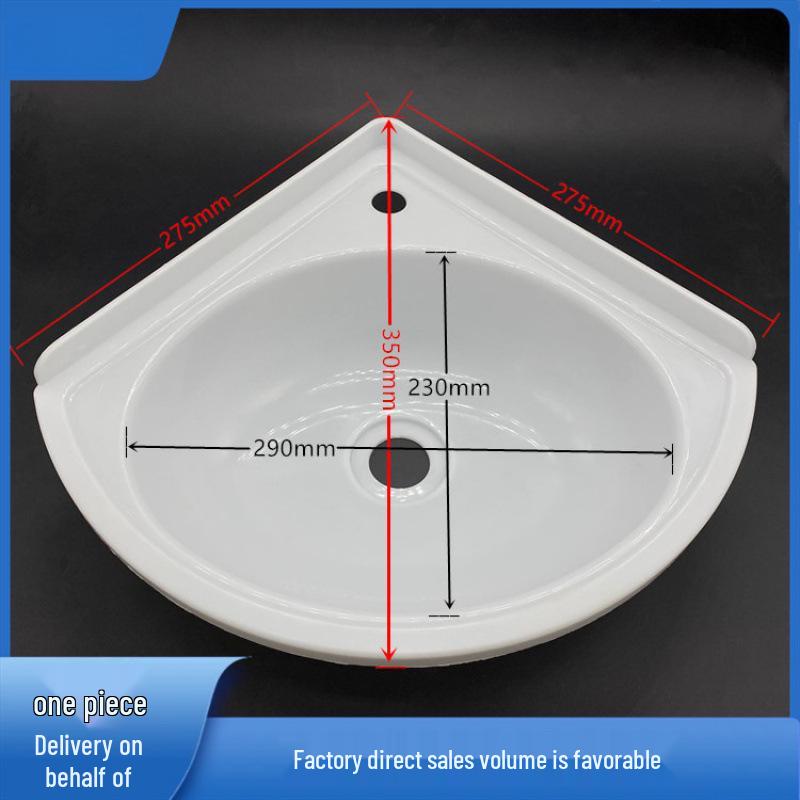 Kompaktní trojúhelníkové umyvadlo na rohové stěny pro malé prostory, byty nebo balkony