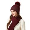 Autumn Winter Wool Cap Scarf Two-Piece Set with Ball Cap Women Knitted Cap