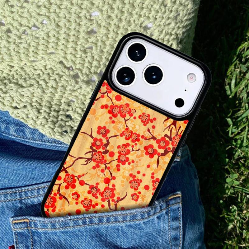 Japanischer Stil Florale Textur Handyhülle Für iPhone 17 AIR 16 Pro Max 15 14 Pro 11 12 13 Stoßfeste Silikonhülle