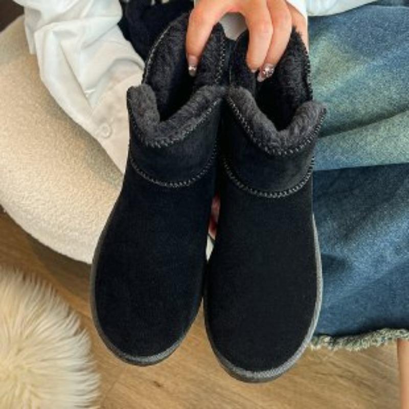 Large Size Snow Boots Women's Winter New Piled Thickened Cotton Boots Women's Warm Short Tube Bread Cotton Shoes