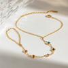 Colored Zircon Finger Chain Link Bracelet Minimalist Light Luxury Titanium Steel Jewelry