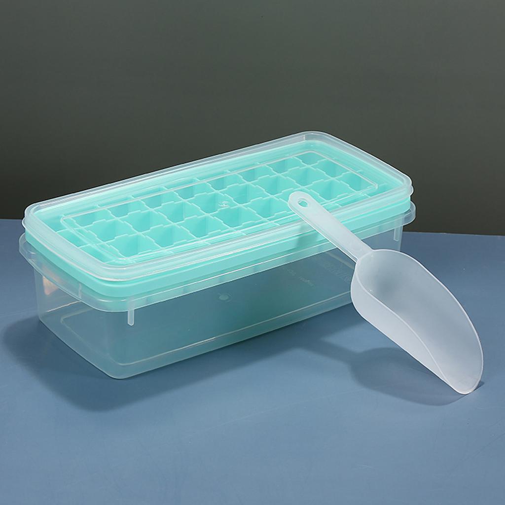 Ice Cube Tray with Lid Large Capacity Ice Maker Mold Stackable Square Ice Cube Container Easy Release Candy Jelly Making Mould