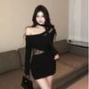 European and American Sexy Babes Pure Lace Splicing Hip Skirt Fashion Night Bar Dancing DJ Slim Dress