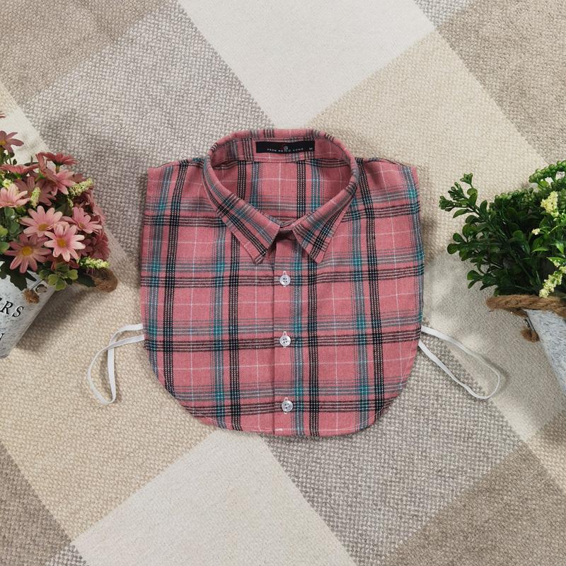 Plaid Women Shirt False Collars White  Removable Lapel Collars For Women Fake Collar Women Detachable Collars Nep Kraagie