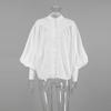 Fashion White Stand-up Collar Women Shirt Lantern Sleeve Elegant Loose Simple Blouse 2025 Spring Women Casual Long Sleeve Top Women's Clothing 3054