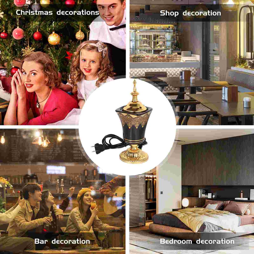 Plug-in Røkelsesbrenner Aroma Metall Dekorative Brennere Original Elektrisk Røkelseskar Keramisk Holder for Dekorasjon