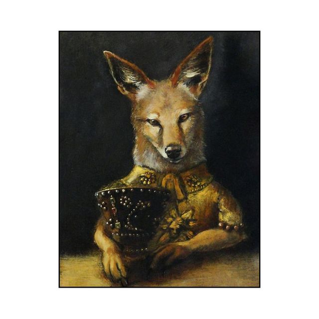 Hundeporträt, Haustierporträt, königliche Renaissance-Tiermalerei, lustiges Poster mit Katze und Hund