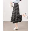 TERRE BLEUE Women's Retro High-Waist Plaid A-Line Midi Skirt