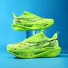 Yellow Lightweight Night-Glow Running Shoes with Carbon Plate for Students - Lace-Up Sports Shoes for Long-Distance Speed Racing