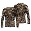 Spring and Autumn Round Neck 3D Camouflage Printed Top Fashionable Casual Vintage Long Sleeved Men's T-shirts