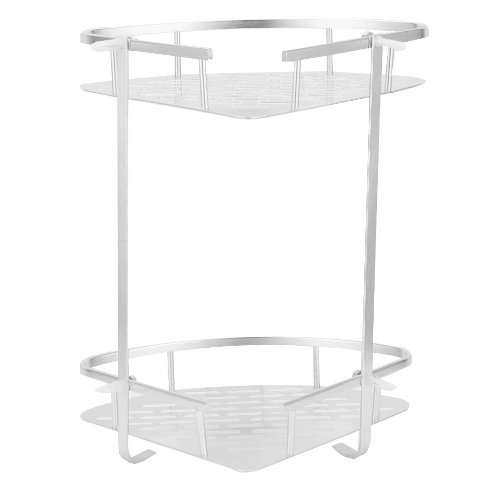 Two Layer Corner Shower Shelf Silver Bathroom Corner Shelf Durable Shower Shelf Rack  Household Use