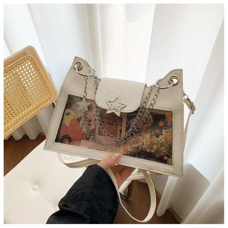 

Daily versatile messenger bar transparent badge second-dimensional pain bag female [slightly drunk ice wine] bar pain bag female bag бежевый