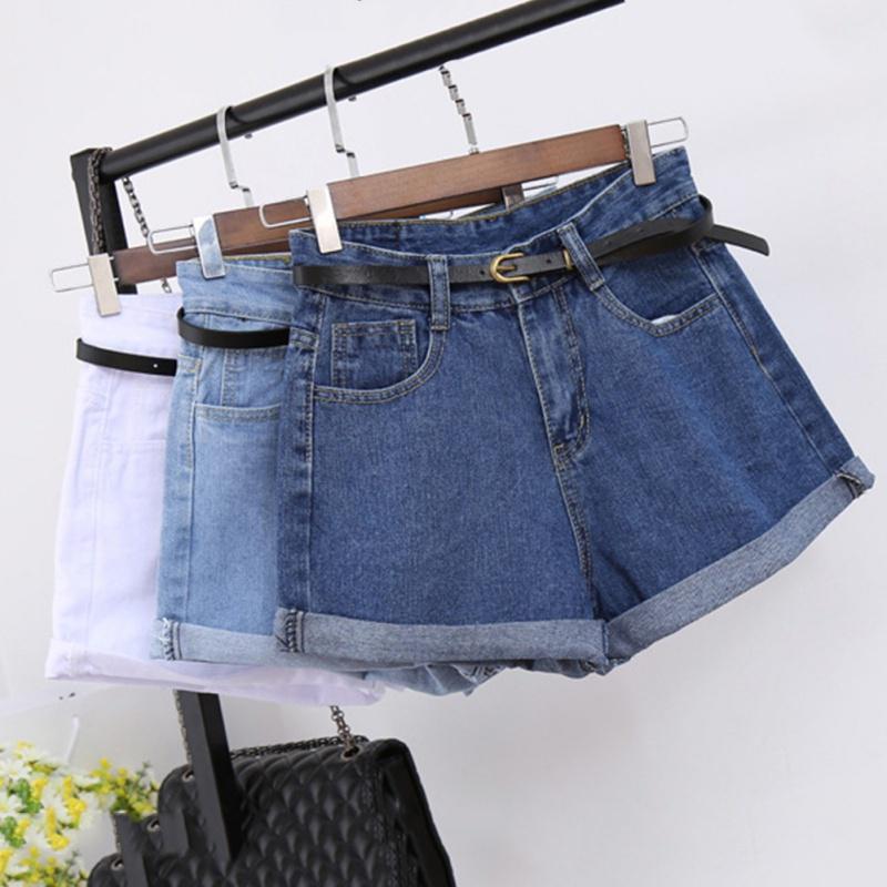 Retro Jeans Damen Sommer High Waist Aufgerollte Denim Jeansshorts mit Taschen Übergröße Shorts