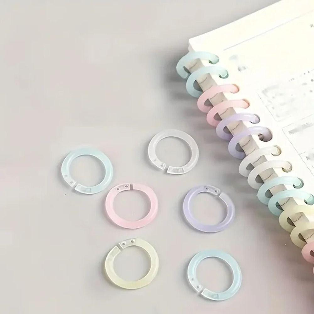 20pcs/box Transparent Colorful Plastic Binding Coils Punch Buckle Rings  Binding Notebooks
