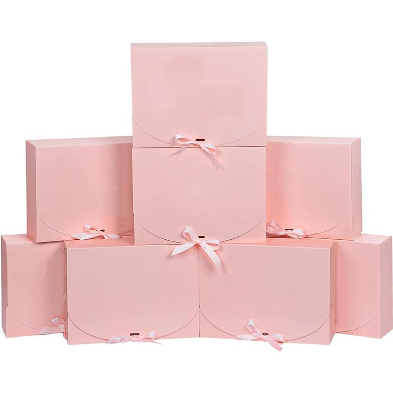 WTEMPO 10PCS Kraft Paper Gift Boxes with Ribbon Bow Multipurpose Jewelry Display Packaging Ideal for Bridesmaid Gifts Wedding Favors