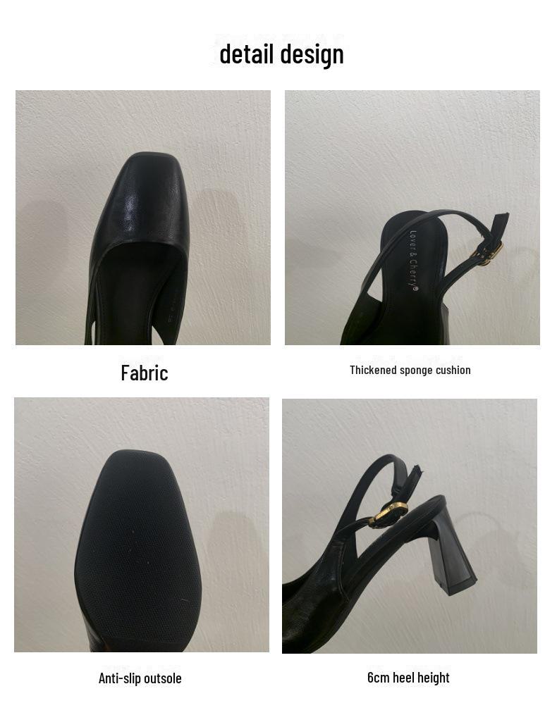 "2025 Sommer Französisch Chic Square-Toe Slingback Heels für Damen"