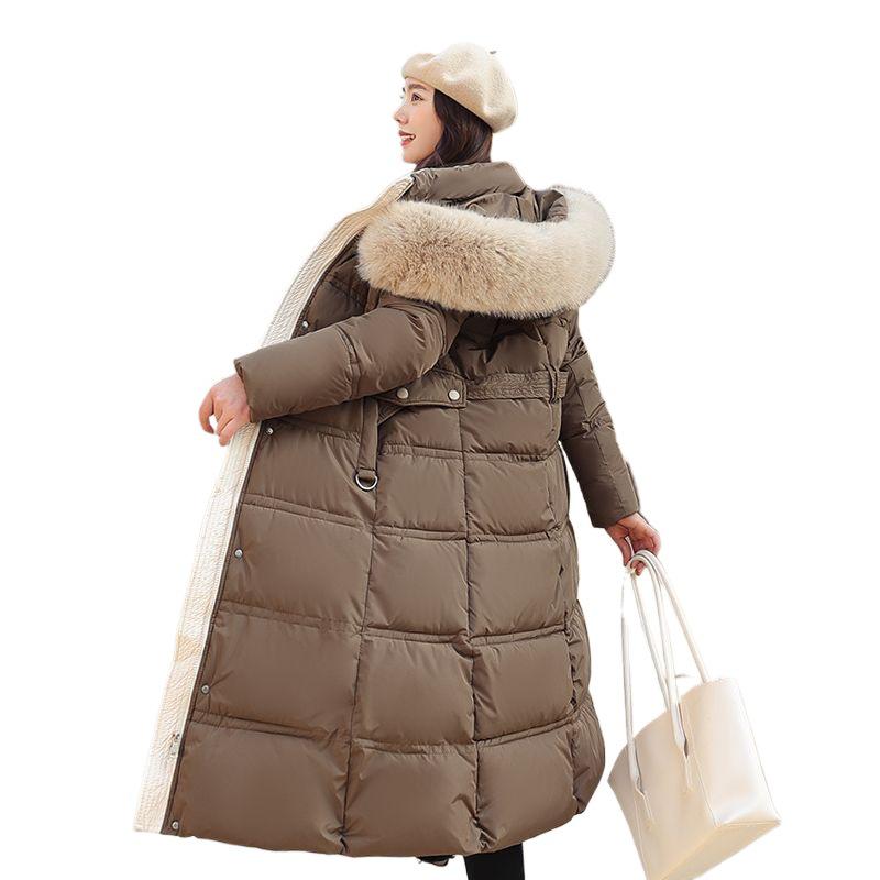 2025 Women's Long Slimming Cotton Coat with Fur Collar – Thickened, Warm Winter Fashion Jacket