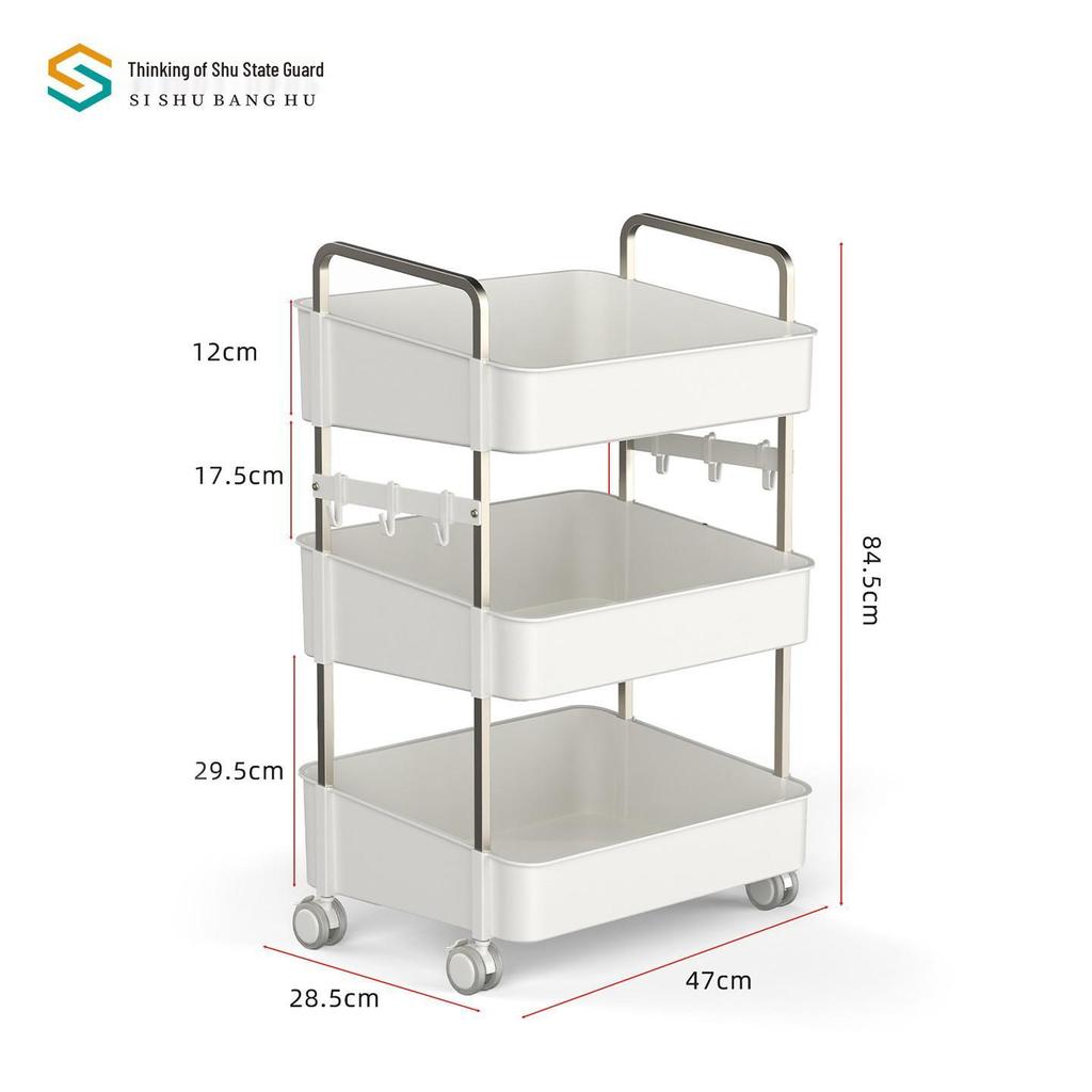 Mobile Multi-layer Snack and Storage Shelving Trolley for Living Room