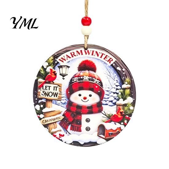 Wooden Xmas Tree Ornaments Christmas Hanging Sign with Hemp Rope, Rustic Holiday Wall Decor for Home Party Decoration, Solid Wood Festive Ornament