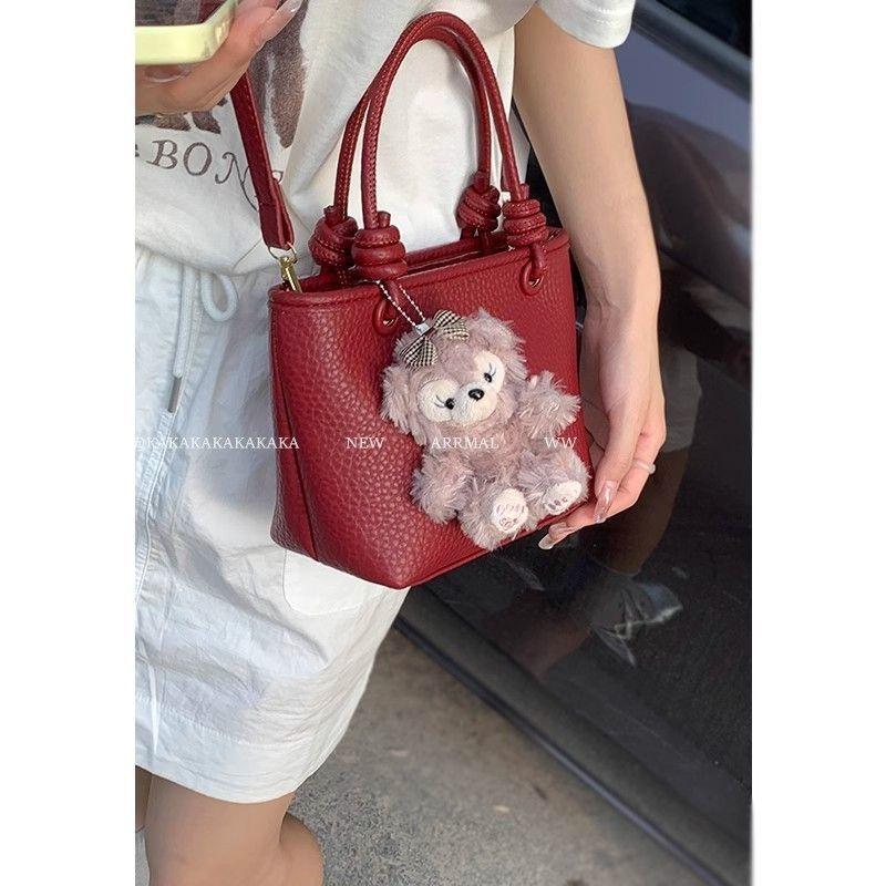 New Trendy Korean Niche Bucket Bag Portable Vegetable Basket Bag Women's Versatile Red Messenger Bag Bag