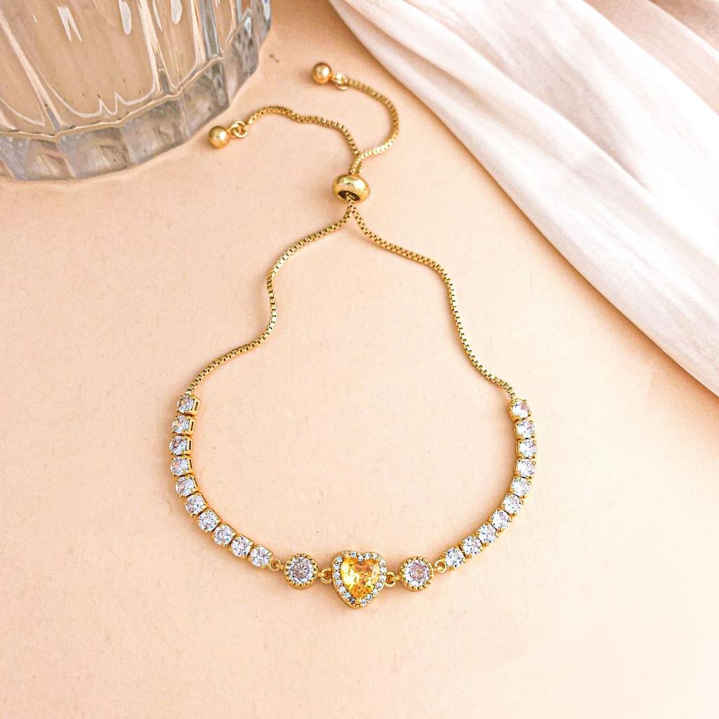 Bracelet Colorful Love Zircon Bracelet Light Luxury High-end Pull-out Bead Adjustable Bracelet Exquisite and Versatile Girlfriend Model