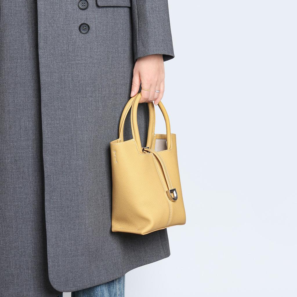 Vegetable Basket Bag Genuine Leather Crossbody Bag Fashionable Versatile and High-end Single-shoulder Bucket Bag